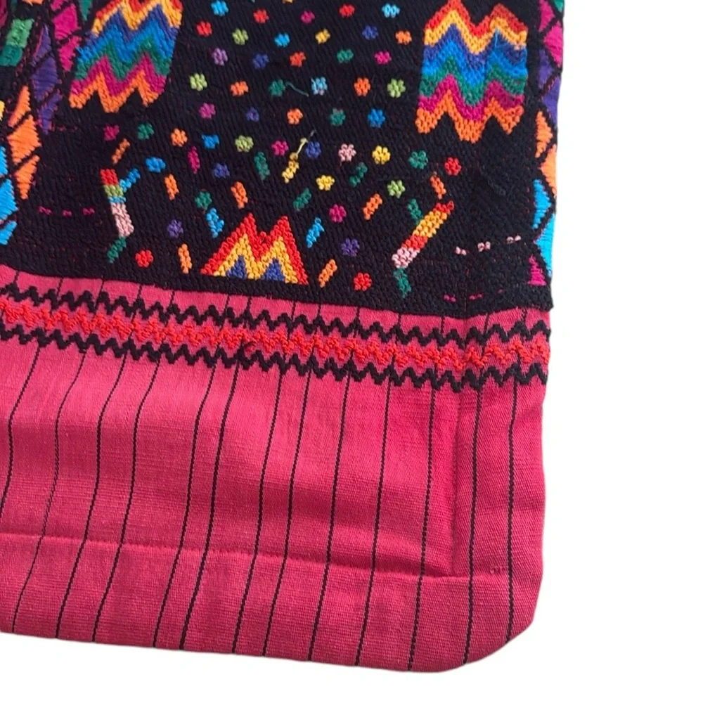 Vintage Handmade Guatemalan Textile Decorative Pillow Cover W Pillow 28”x28”